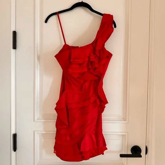 BCBG Mini Red Ruffle Dress - Picture 4 of 5